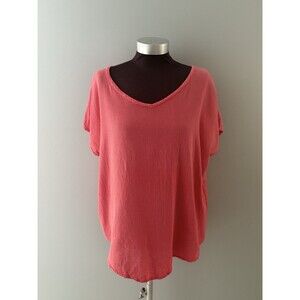 Cottonways Top Size 3 (2X/3X) Pink Lagenlook Gauze Cotton Lightweight Coastal